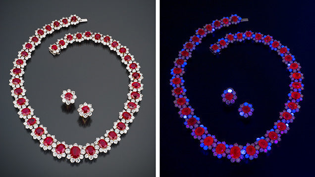Gemas brilhantes: fluorescência e fosforescência de diamantes, pedras coloridas e pérolas