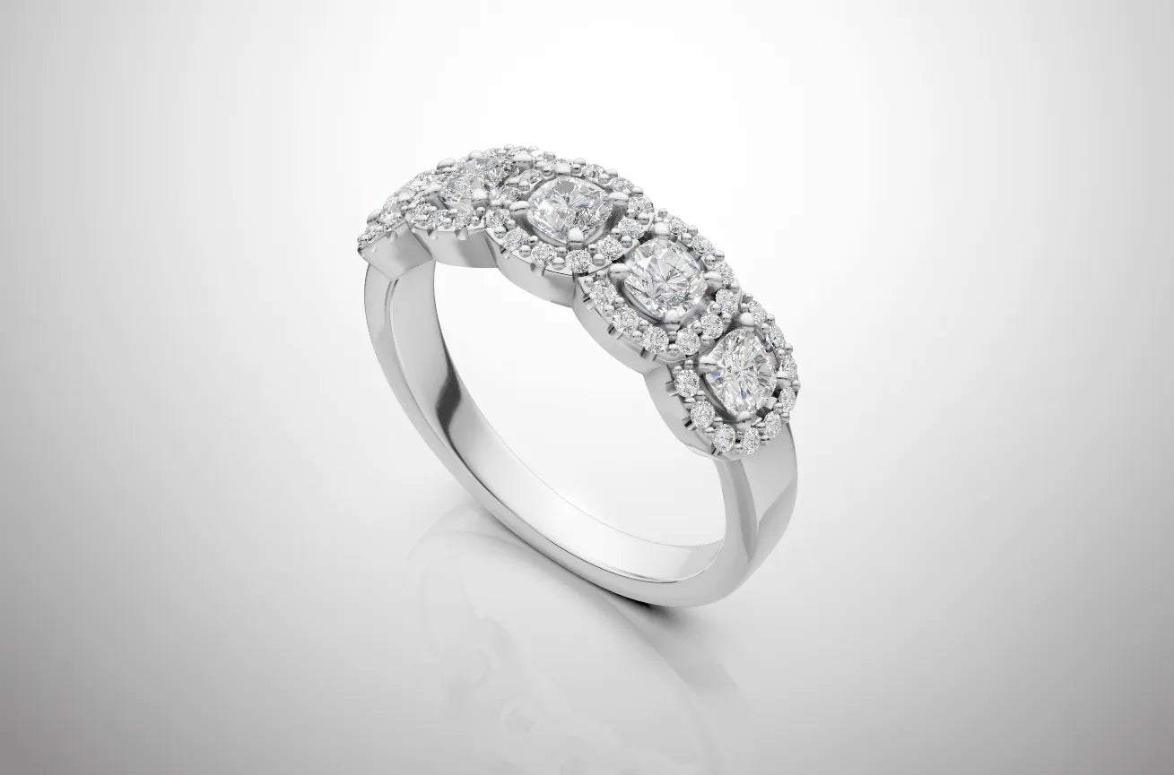 Clust Half Wedding Ring - 925 Silver