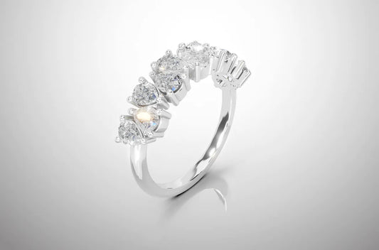 Meia Aliança Pear - Prata 925