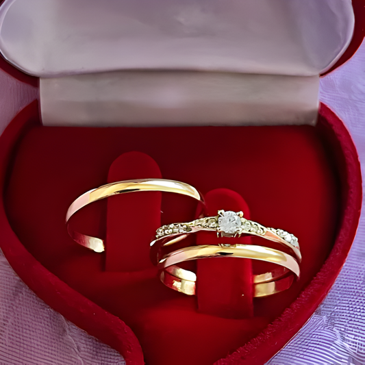 Kit Alianças Casamento Ouro Polida 2mm + Anel Noivado Infinito 18KT