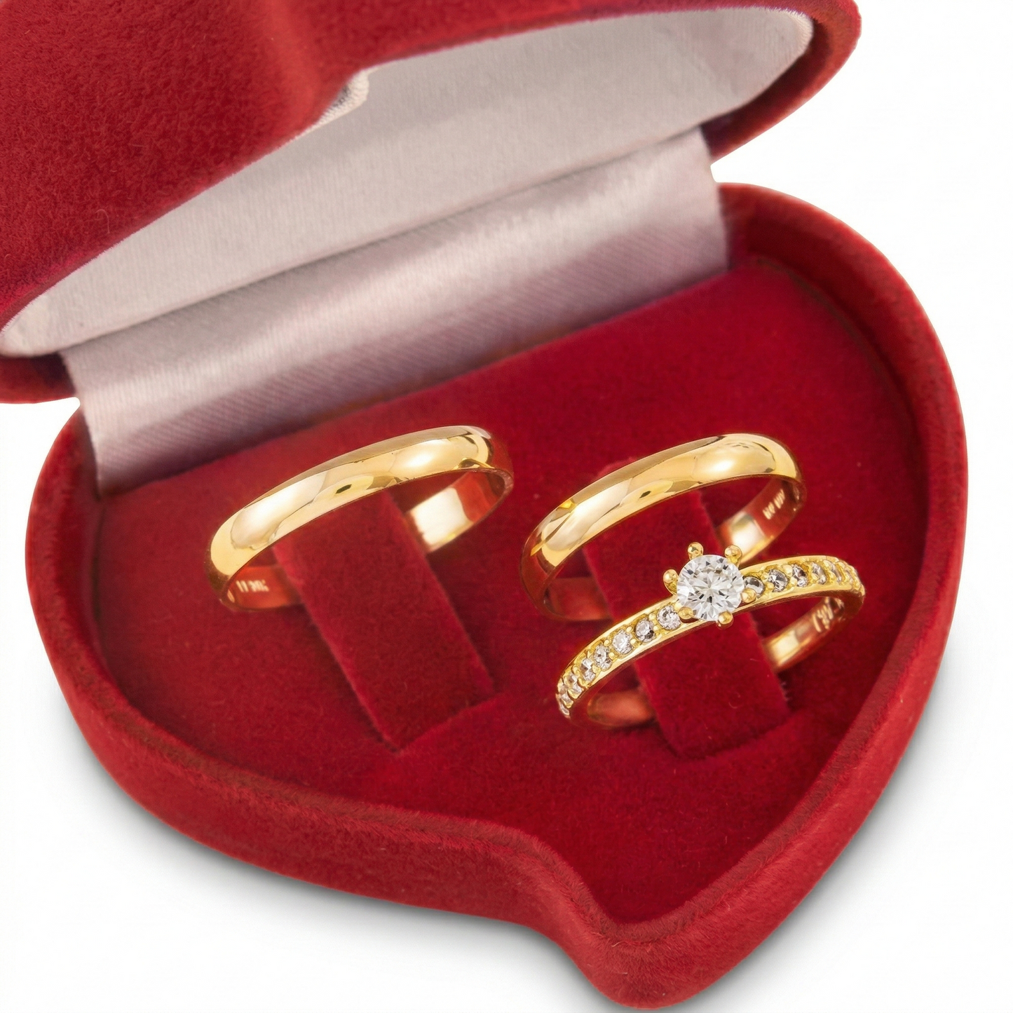 Kit Alianças Casamento Amendoada 3mm + Anel Noivado Eterno