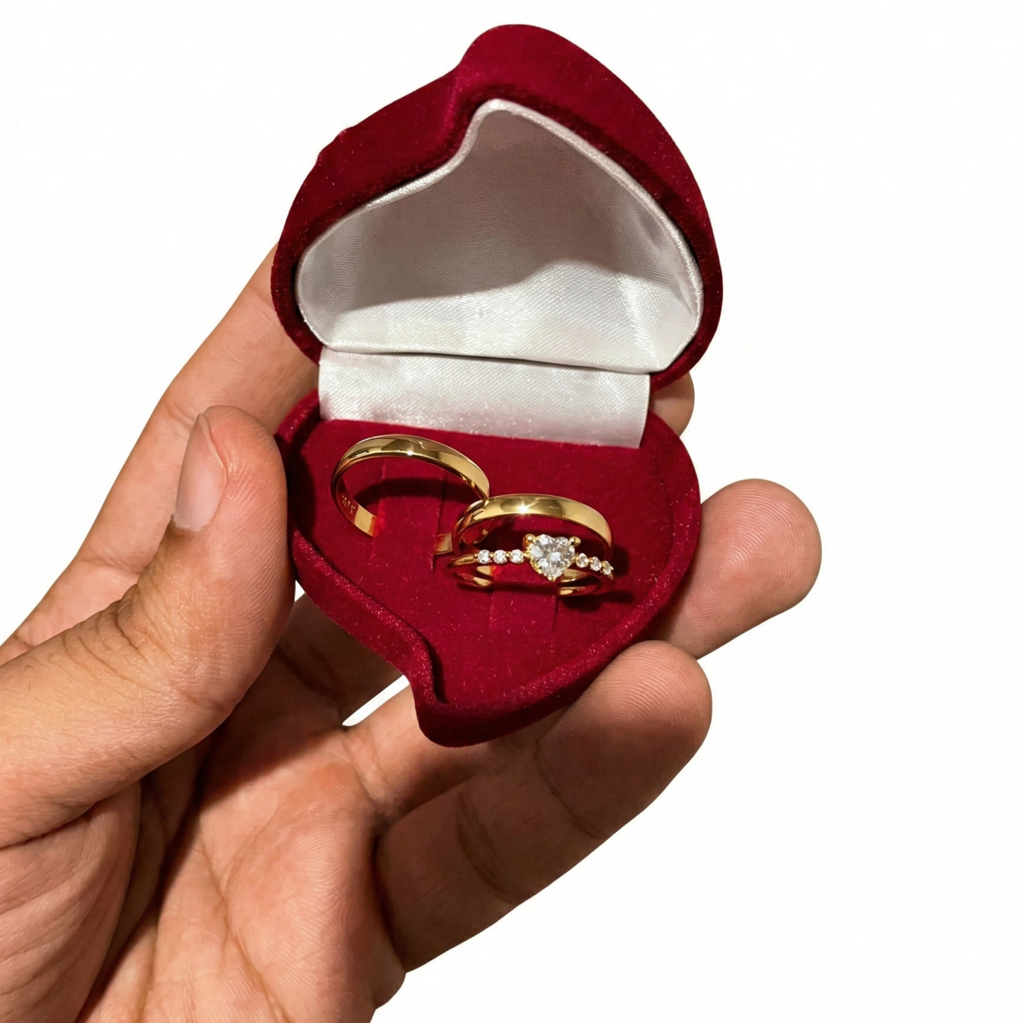 Kit Alianças de Casamento 3mm + Anel de Noivado Love Ouro 18K